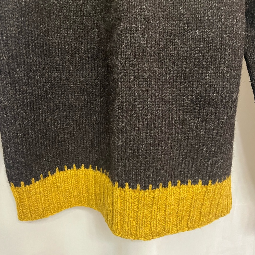 Mustard and Charcoal Fair Isle Wool Sweater - Picture 5 of 7